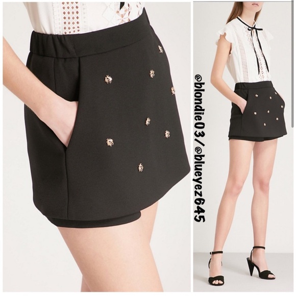 Maje pair of the Irina bee-embellished crepe skort 40/8 - Picture 2 of 6